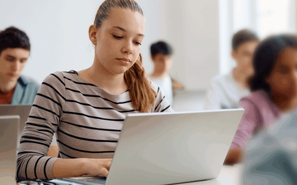 Photo of a student using a laptop.